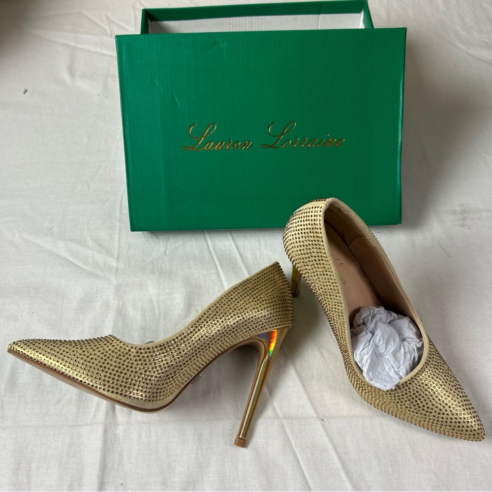 Lauren Lorraine Shimmering Gold Heels